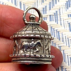 Bart Pass vintage sterling silver bell pendant 🔔 in carousel motif 🔔